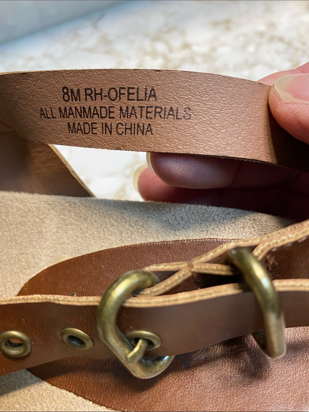 Ruff Hewn Brown Cross-Strap Leather Sandals with Buckle - Picture 6 of 6